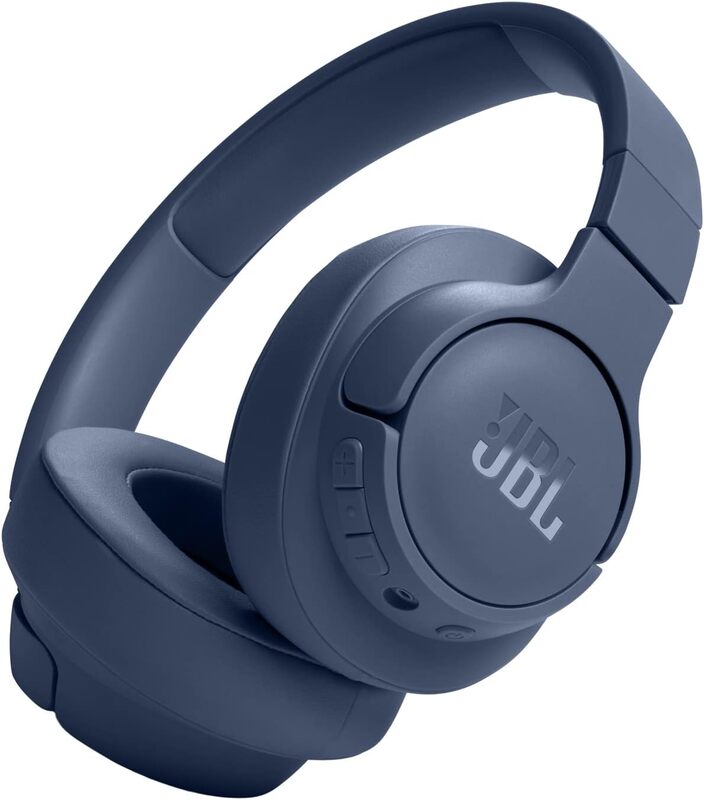 JBL Tune 720BT Wireless Over-Ear Headphones, Pure Bass Sound, Bluetooth 5.3, 76H Battery, Hands-Free Call, Multi-Point Connection, Foldable, Detachable Audio Cable - Blue, JBLT720BTBLU